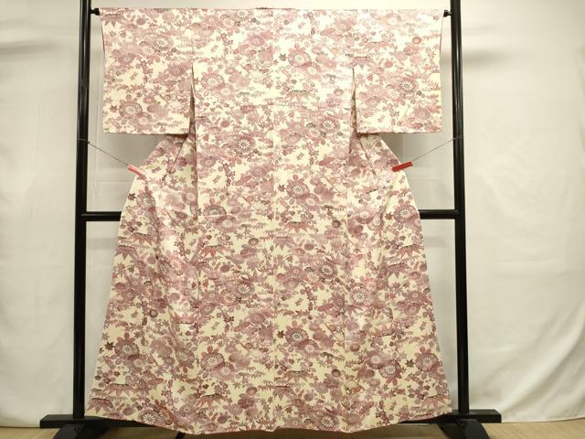 平和屋着物■上質な小紋　草花文　正絹　逸品　DABJ9012ya