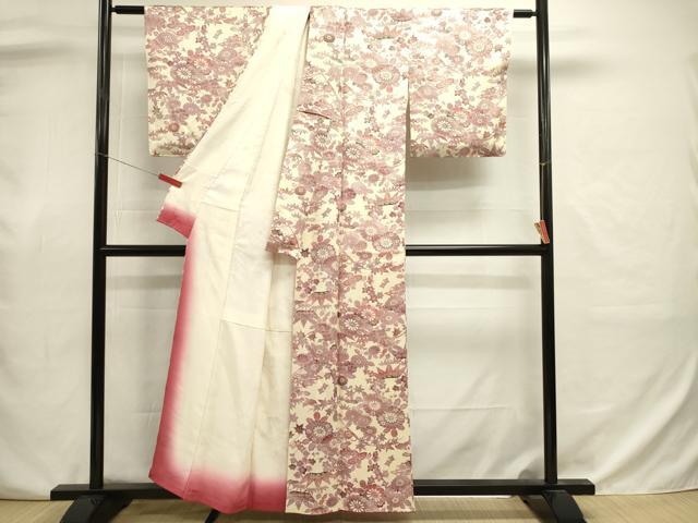 平和屋着物■上質な小紋　草花文　正絹　逸品　DABJ9012ya