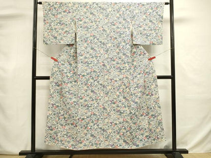 平和屋着物■上質な小紋　型染め　流水籬花文　正絹　逸品　DABJ9014ya