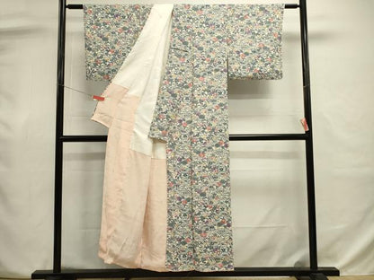 平和屋着物■上質な小紋　型染め　流水籬花文　正絹　逸品　DABJ9014ya