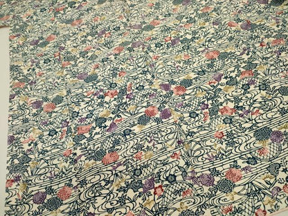 平和屋着物■上質な小紋　型染め　流水籬花文　正絹　逸品　DABJ9014ya