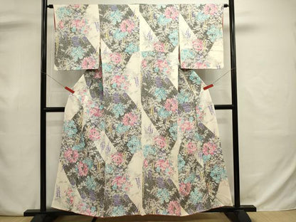 平和屋着物■上質な小紋　草花文　正絹　逸品　DABJ9017ya
