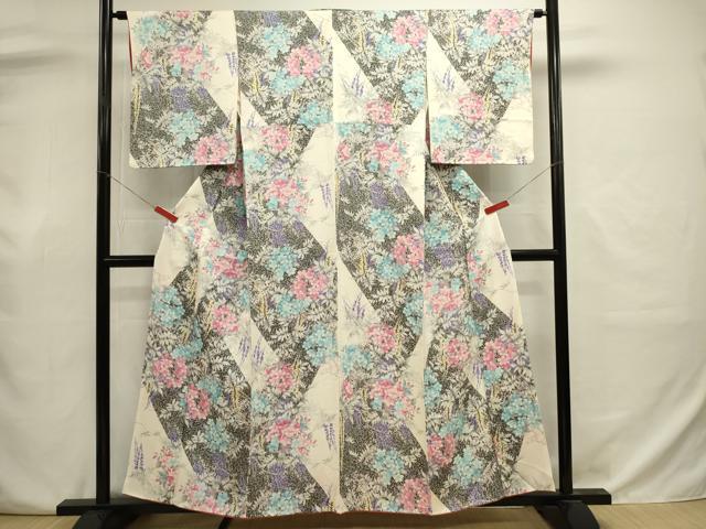 平和屋着物■上質な小紋　草花文　正絹　逸品　DABJ9017ya