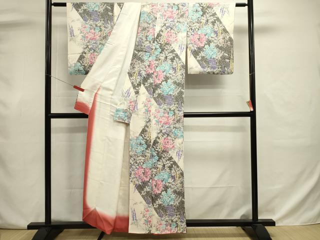 平和屋着物■上質な小紋　草花文　正絹　逸品　DABJ9017ya