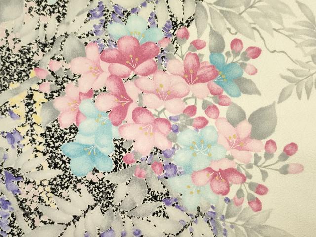 平和屋着物■上質な小紋　草花文　正絹　逸品　DABJ9017ya