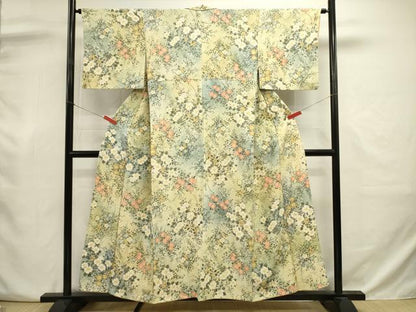 平和屋着物■上質な小紋　草花文　暈し染め　金彩　正絹　逸品　DABJ9019ya