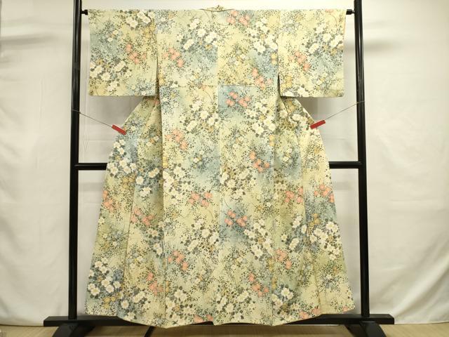 平和屋着物■上質な小紋　草花文　暈し染め　金彩　正絹　逸品　DABJ9019ya