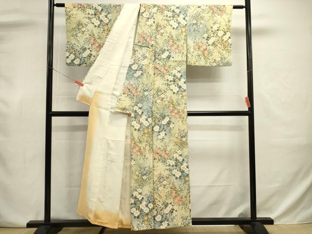 平和屋着物■上質な小紋　草花文　暈し染め　金彩　正絹　逸品　DABJ9019ya