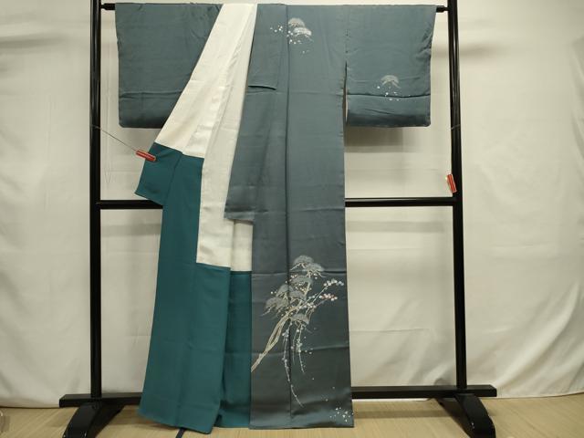 平和屋着物■訪問着　作家物　枝松花文　銀彩　正絹　逸品　DABJ9022ya