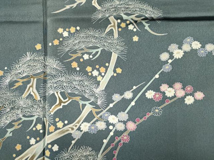 平和屋着物■訪問着　作家物　枝松花文　銀彩　正絹　逸品　DABJ9022ya