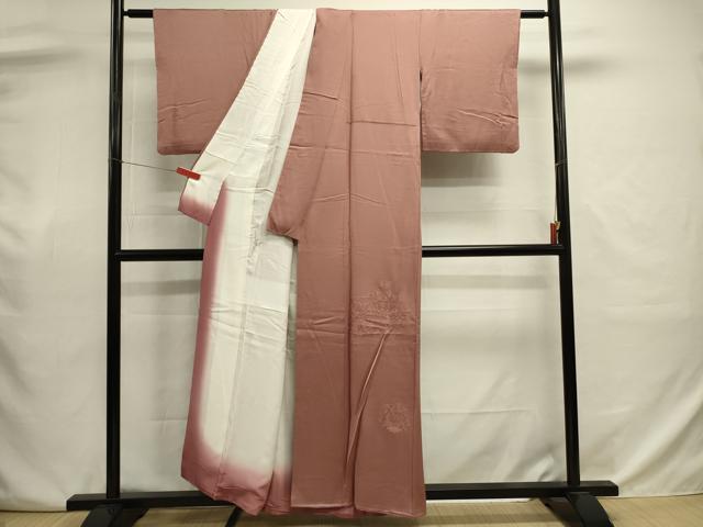平和屋着物■中国三大刺繍　スワトウ刺繍　汕頭刺繍　総刺繍　無地絵羽訪問着　更紗花鳥文　蘇芳香色　正絹　逸品　DABJ9025ya