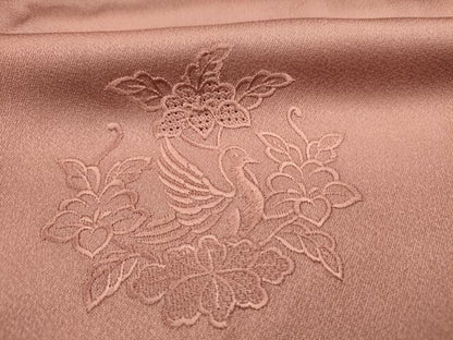 平和屋着物■中国三大刺繍　スワトウ刺繍　汕頭刺繍　総刺繍　無地絵羽訪問着　更紗花鳥文　蘇芳香色　正絹　逸品　DABJ9025ya