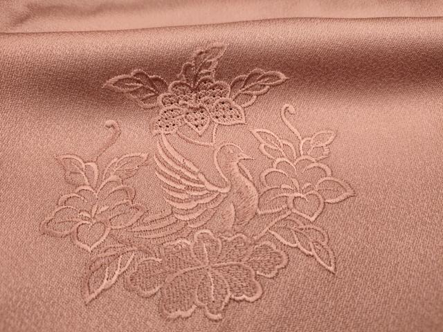 平和屋着物■中国三大刺繍　スワトウ刺繍　汕頭刺繍　総刺繍　無地絵羽訪問着　更紗花鳥文　蘇芳香色　正絹　逸品　DABJ9025ya