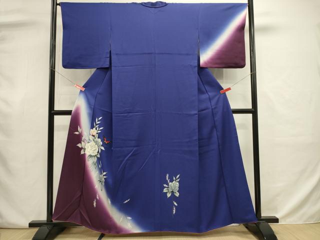 平和屋着物■訪問着　舞蝶花文　暈し染め　正絹　逸品　DABJ9027ya