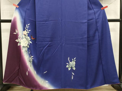 平和屋着物■訪問着　舞蝶花文　暈し染め　正絹　逸品　DABJ9027ya