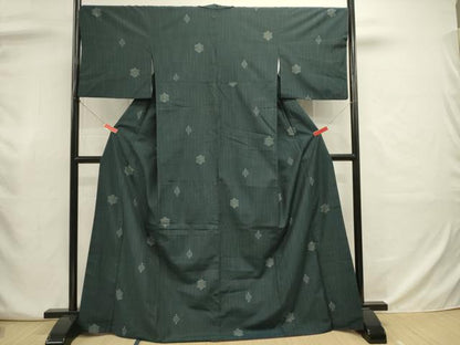 平和屋着物■上質な紬　亀甲花文　正絹　逸品　DABJ9030ya