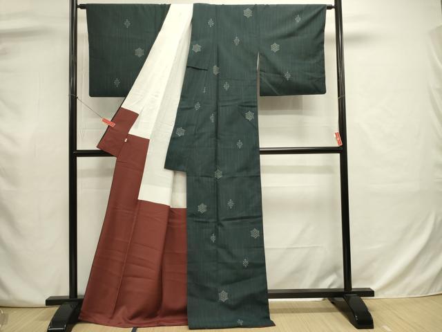平和屋着物■上質な紬　亀甲花文　正絹　逸品　DABJ9030ya