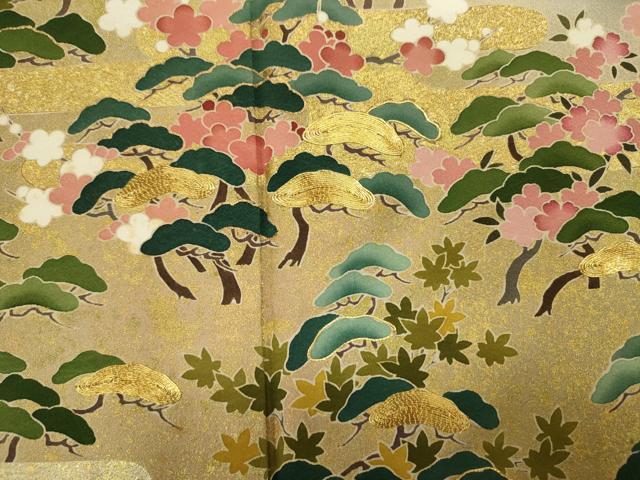 平和屋着物■豪華黒留袖　作家物　駒刺繍　花松文　暈し染め　金彩　正絹　逸品　DABJ9032ya