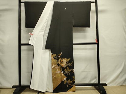 平和屋着物■豪華黒留袖　鳳凰花文　金銀彩　正絹　逸品　DABJ9036ya