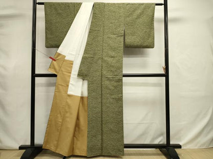 平和屋着物■上質な小紋　紬地　芝草文　正絹　逸品　DABJ9039ya