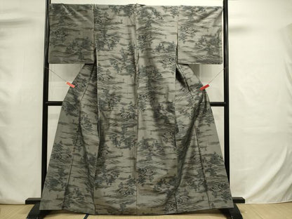 平和屋着物■上質な紬　風景文　正絹　逸品　DABJ9040ya