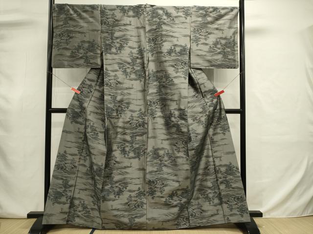 平和屋着物■上質な紬　風景文　正絹　逸品　DABJ9040ya