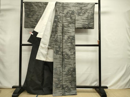 平和屋着物■上質な紬　風景文　正絹　逸品　DABJ9040ya