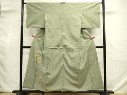 平和屋着物■中国三大刺繍　相良刺繍　総刺繍　色留訪問着　紬地　鳳凰花文　正絹　逸品　DABJ9042ya