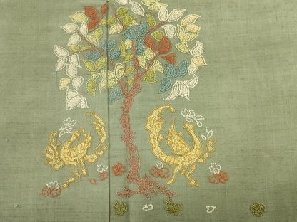 平和屋着物■中国三大刺繍　相良刺繍　総刺繍　色留訪問着　紬地　鳳凰花文　正絹　逸品　DABJ9042ya