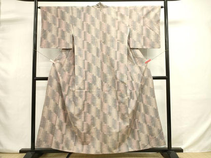平和屋着物■上質な紬　幾何学文　正絹　逸品　DABJ9044ya