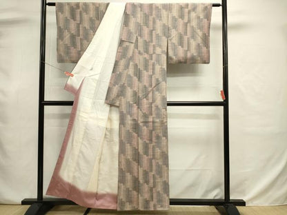 平和屋着物■上質な紬　幾何学文　正絹　逸品　DABJ9044ya