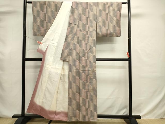 平和屋着物■上質な紬　幾何学文　正絹　逸品　DABJ9044ya