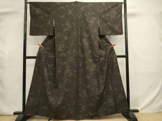 平和屋着物■上質な紬　花唐草文　正絹　逸品　DABJ9046ya