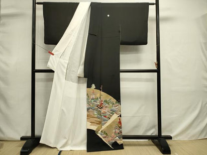 平和屋着物■豪華黒留袖　作家物　風景花松文　山車　正絹　逸品　DABJ9048ya