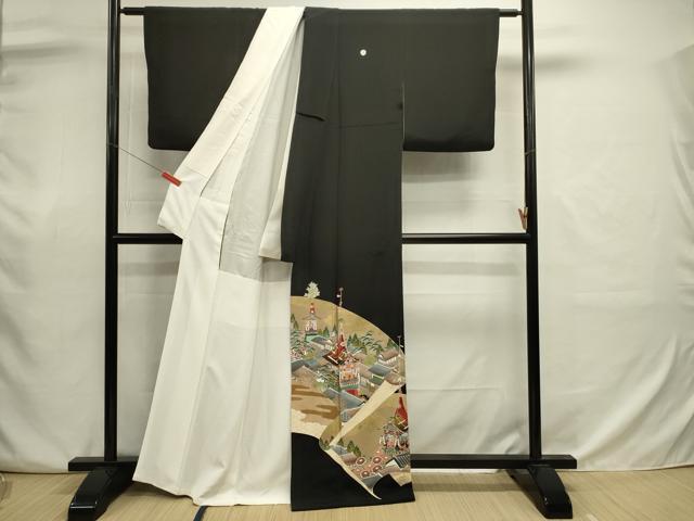 平和屋着物■豪華黒留袖　作家物　風景花松文　山車　正絹　逸品　DABJ9048ya