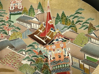 平和屋着物■豪華黒留袖　作家物　風景花松文　山車　正絹　逸品　DABJ9048ya