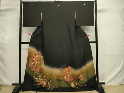 平和屋着物■豪華黒留袖　花鼓文　暈し染め　金彩　正絹　逸品　DABJ9058ya