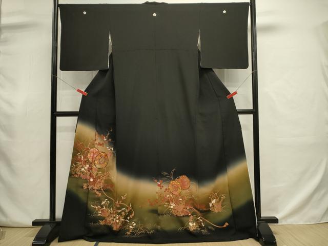 平和屋着物■豪華黒留袖　花鼓文　暈し染め　金彩　正絹　逸品　DABJ9058ya