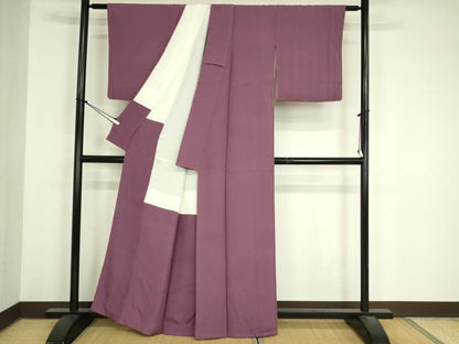 平和屋着物■上質な色無地　二藍色　正絹　逸品　DABJ9061ya