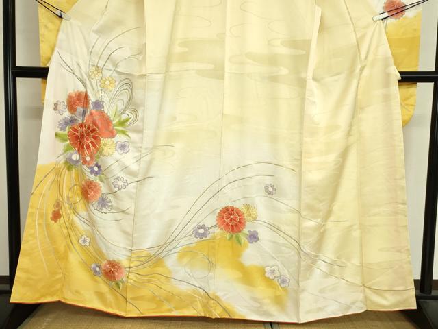 平和屋着物■豪華振袖　総刺繍　駒刺繍　草花文　暈し染め　金銀糸　正絹　逸品　DABJ9062ya