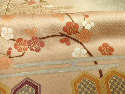 平和屋着物■訪問着　駒刺繍　亀甲花文　暈し染め　金彩　やまと誂製　正絹　逸品　DABJ9065ya