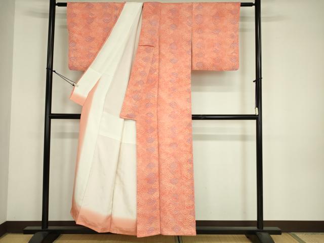 平和屋着物■上質な小紋　総絞り　青海波　正絹　逸品　DABJ9066ya