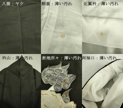 平和屋着物■豪華黒留袖　刺繍　唐獅子　金銀糸　正絹　逸品　DABJ9069ya