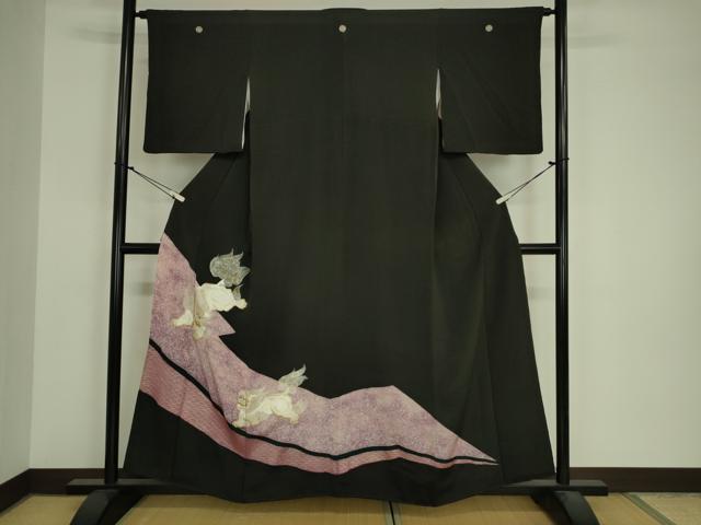 平和屋着物■豪華黒留袖　刺繍　唐獅子　金銀糸　正絹　逸品　DABJ9069ya