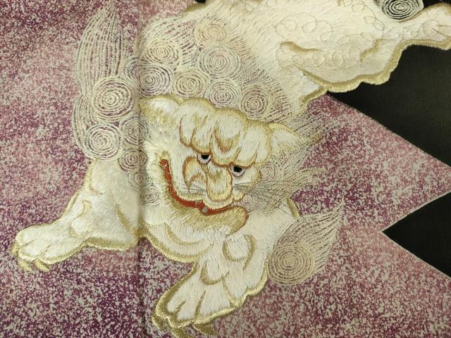 平和屋着物■豪華黒留袖　刺繍　唐獅子　金銀糸　正絹　逸品　DABJ9069ya