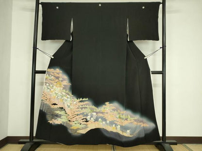 平和屋着物■豪華黒留袖　神輿　唐子　暈し染め　金銀彩　正絹　逸品　DABJ9072ya