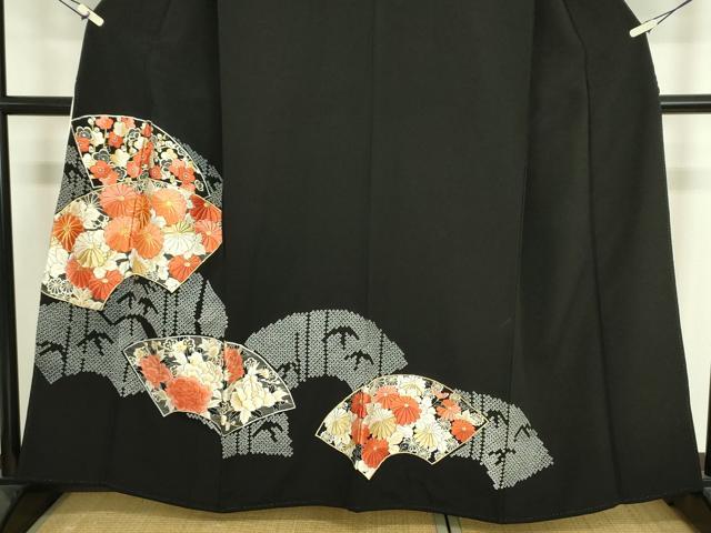 平和屋着物■豪華黒留袖　駒刺繍　地紙花文　鹿の子　金銀糸　正絹　逸品　DABJ9073ya