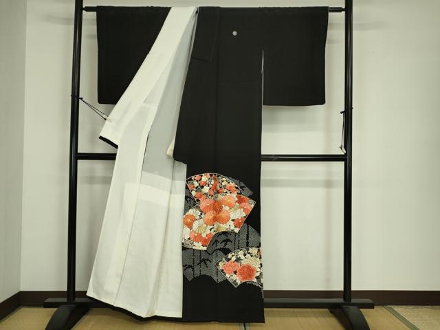 平和屋着物■豪華黒留袖　駒刺繍　地紙花文　鹿の子　金銀糸　正絹　逸品　DABJ9073ya