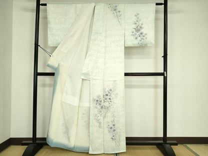 平和屋着物■訪問着　手描き　草花文　正絹　逸品　DABJ9074ya
