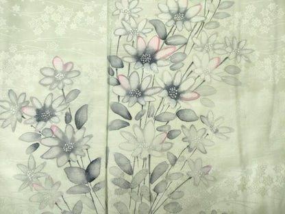 平和屋着物■訪問着　手描き　草花文　正絹　逸品　DABJ9074ya
